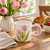 Ceramic Mug with Pink Handle – 400ml