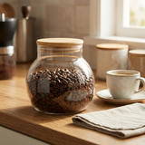 Glass Storage Jar with Wooden Lid - 500ml