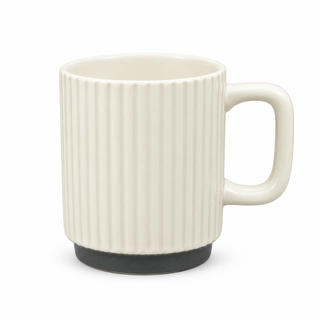 Ribbed Ceramic Mug Cream - 400ml