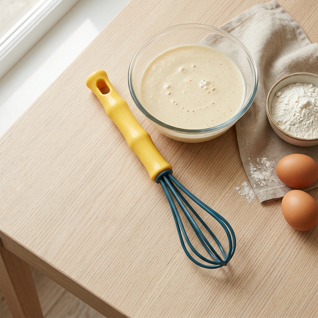Plastic Egg Beater Yellow &  Dark Blue - 22cm