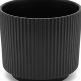 Ribbed Ceramic Vase - 18×25cm - Black / Green