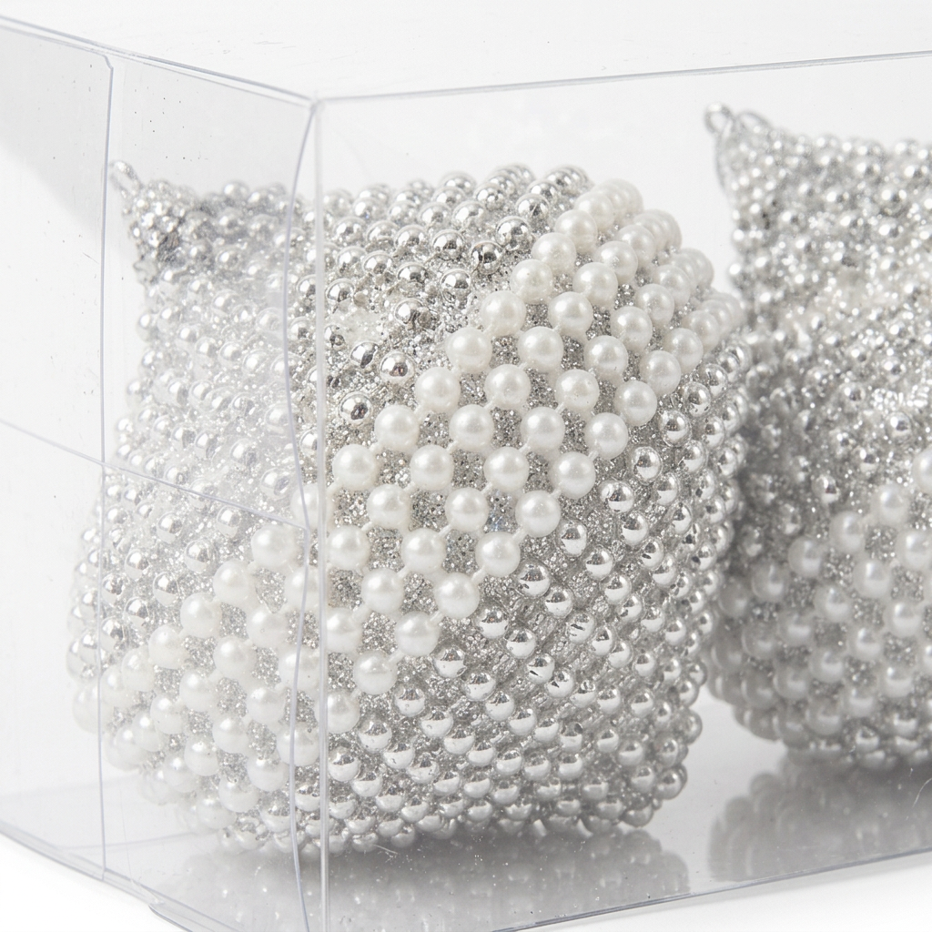 Plastic Christmas Hanging Balls 2 Piece Silver - 10cm