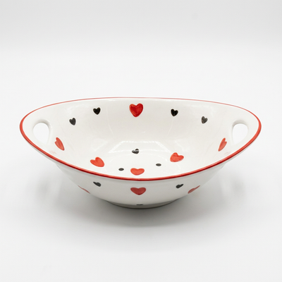 Ceramic Oval Bowl with Handles White - 23x15cm
