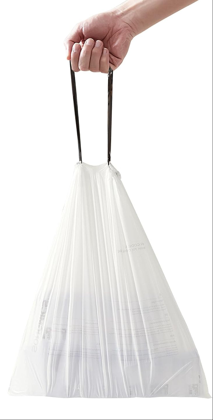 Garbage Bags Drawstring, 5 Gallon, 46x52 cm, White, 20 Bags per Roll (XX Small) – Pack of 2