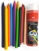 Faber-Castell Erasable Plastic Crayons – 14 Colors in Cylinder Tube