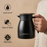 Borosil Insulated Stainless Steel Vacuum Flask Carafe, 500 ml, Black