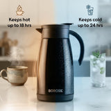 Borosil Insulated Stainless Steel Vacuum Flask Carafe, 1000 ml, Black