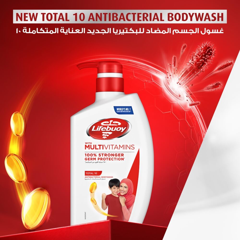 Lifebuoy Antibacterial Body Wash, Total 10, 300ml