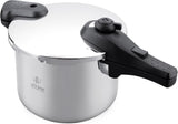 Life Smile 6L Pressure Cooker – 18/10 Stainless Steel, Push Button Lock System, Induction Compatible, Heat-Resistant Handles, Silver