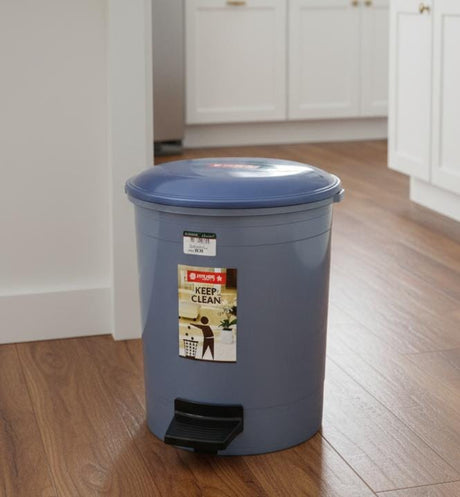 LIONSTAR 10 Litre Pedal Dustbin – Blue Plastic Bin with Inner Container, Easy Waste Disposal for Home & Office