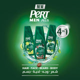 Pert Plus Men, Anti-Dandruf Shampoo with Clay & Bamboo, 4in1 for Hair, Face, Beard and Body, 360ml