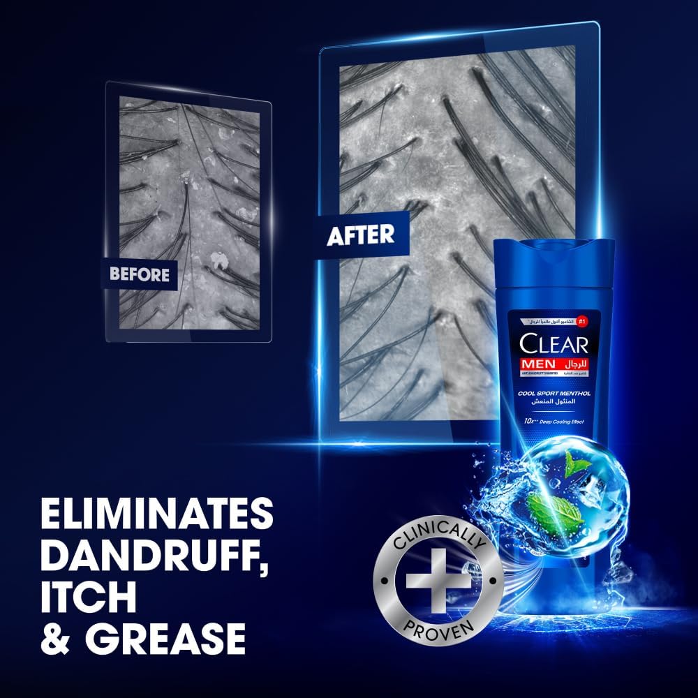 Clear Cool Sport Menthol Shampoo for men, anti-dandruff 190 ml