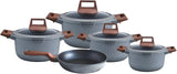 Royalford Mr. Chef 9-Piece Marble-Coated Die-Cast Aluminium Cookware Set – Grey, RF13259
