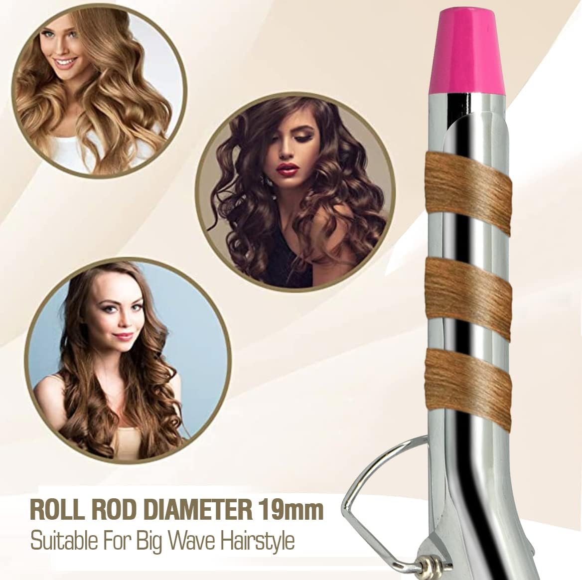 Sonashi Hair Curler with PTC Heater, Maximum Heat Up Temperature 200°, For Smooth Curls With Advanced Temperature Control, Curler for All Hair Types 25W SHC-3002 Pink