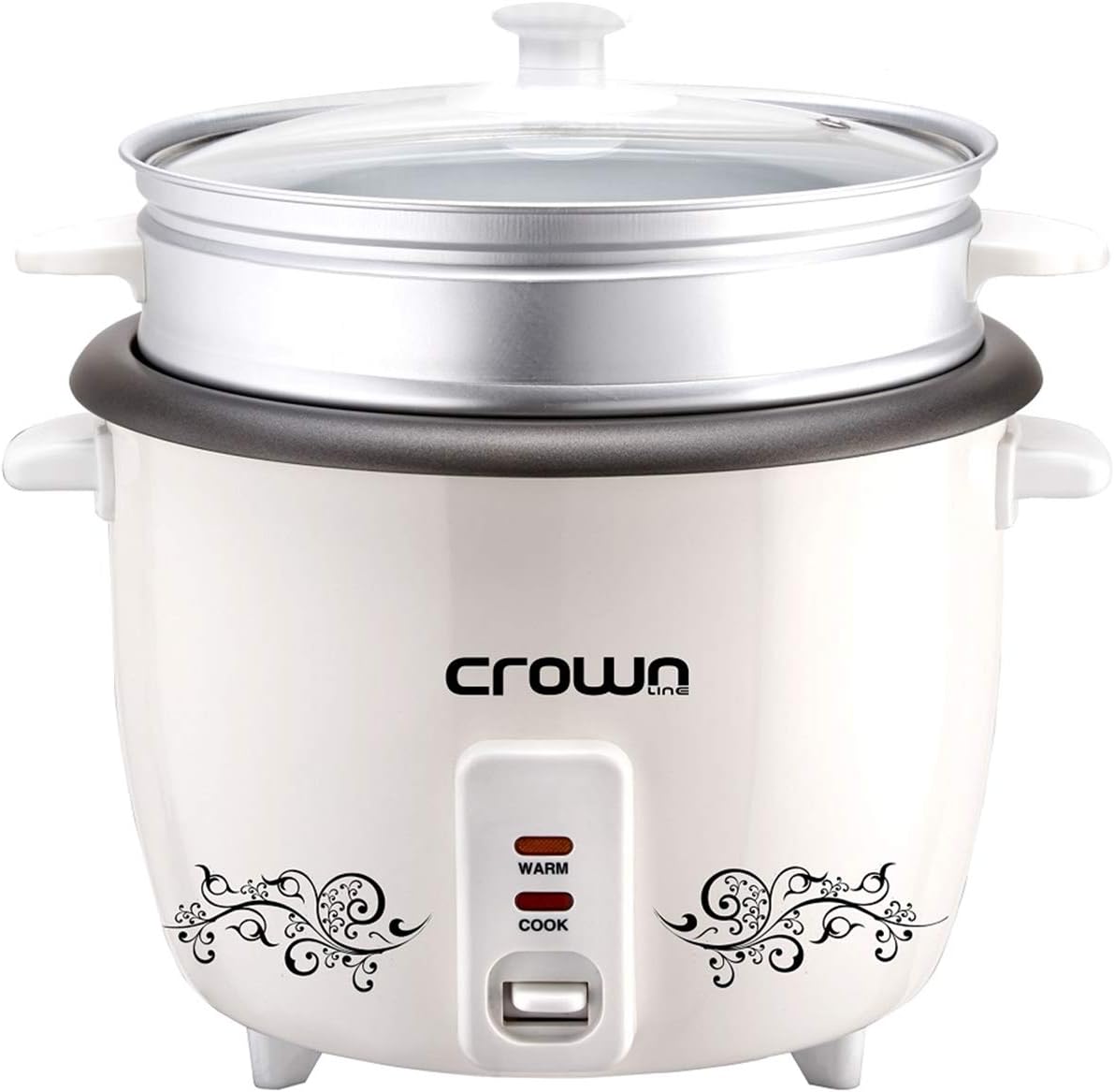Crownline Rice Cooker with Steamer RC-169 – 1L, White