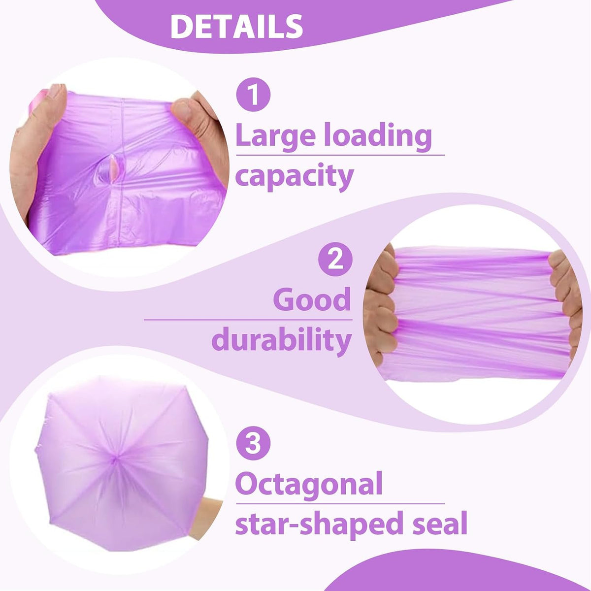 Garbage Bags Lavender-Scented, 5 Gallon, 46 × 52 cm, 30 Bags per Roll (XX Small) – Pack of 2