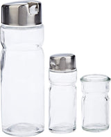 Harmony 5-Piece Salt & Pepper Shakers and Oil & Vinegar Bottles Set with Metal Stand – Clear