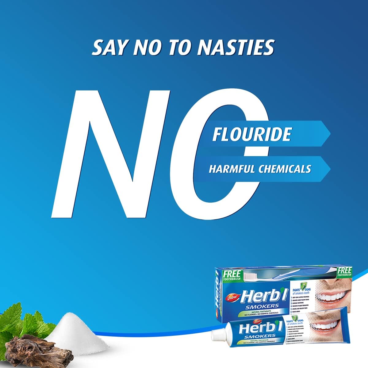 Dabur Herbl Smokers Natural Toothpaste (150g + Toothbrush)