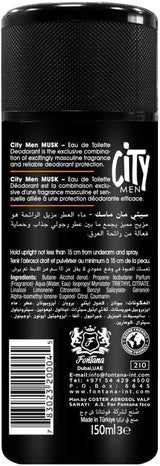 City Men Musk Eau de Toilette Deodorant Body Spray – 150ml