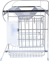 ROYALFORD RF2565 Dish Drying Rack with Plastic Tray – 2-Tier Stainless Steel Kitchen Organizer, 625 x 278 x 341 mm, Silver