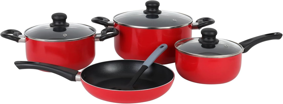 Royalford RF7923 R 8-Piece Red Non-Stick Cookware Set