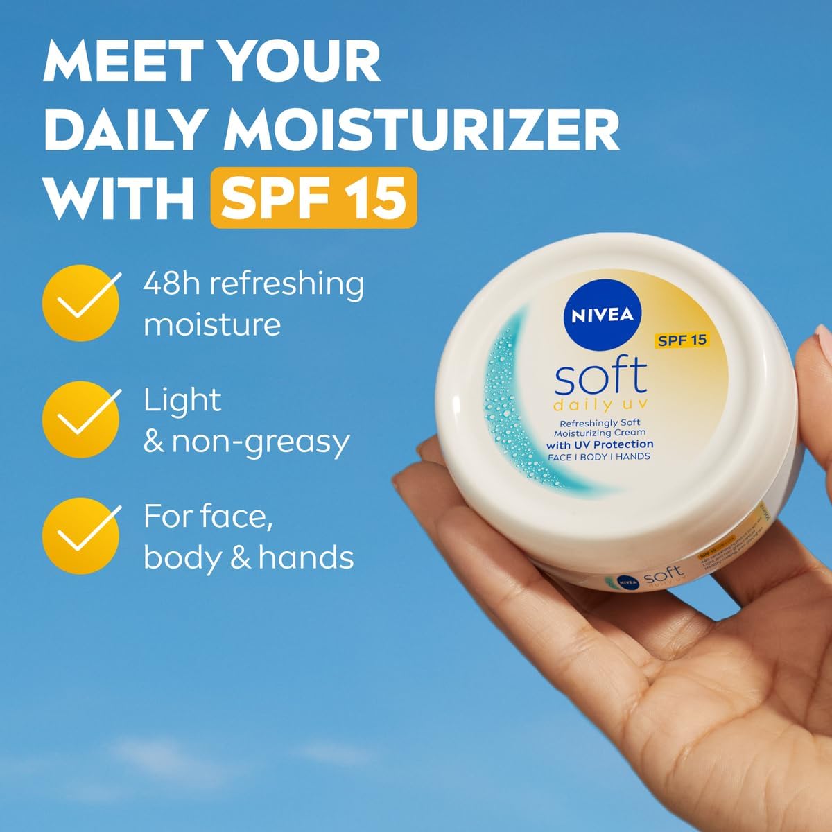 Nivea Soft Daily UV Protection with SPF15, Moisturizing Cream 200ml