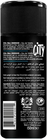 City Men Energise بخاخ مزيل عرق أو دو تواليت للجسم - 150 مل
