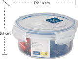 Super Lock Plastic Round Food Container With Lid 550ml-Blue&Transparent