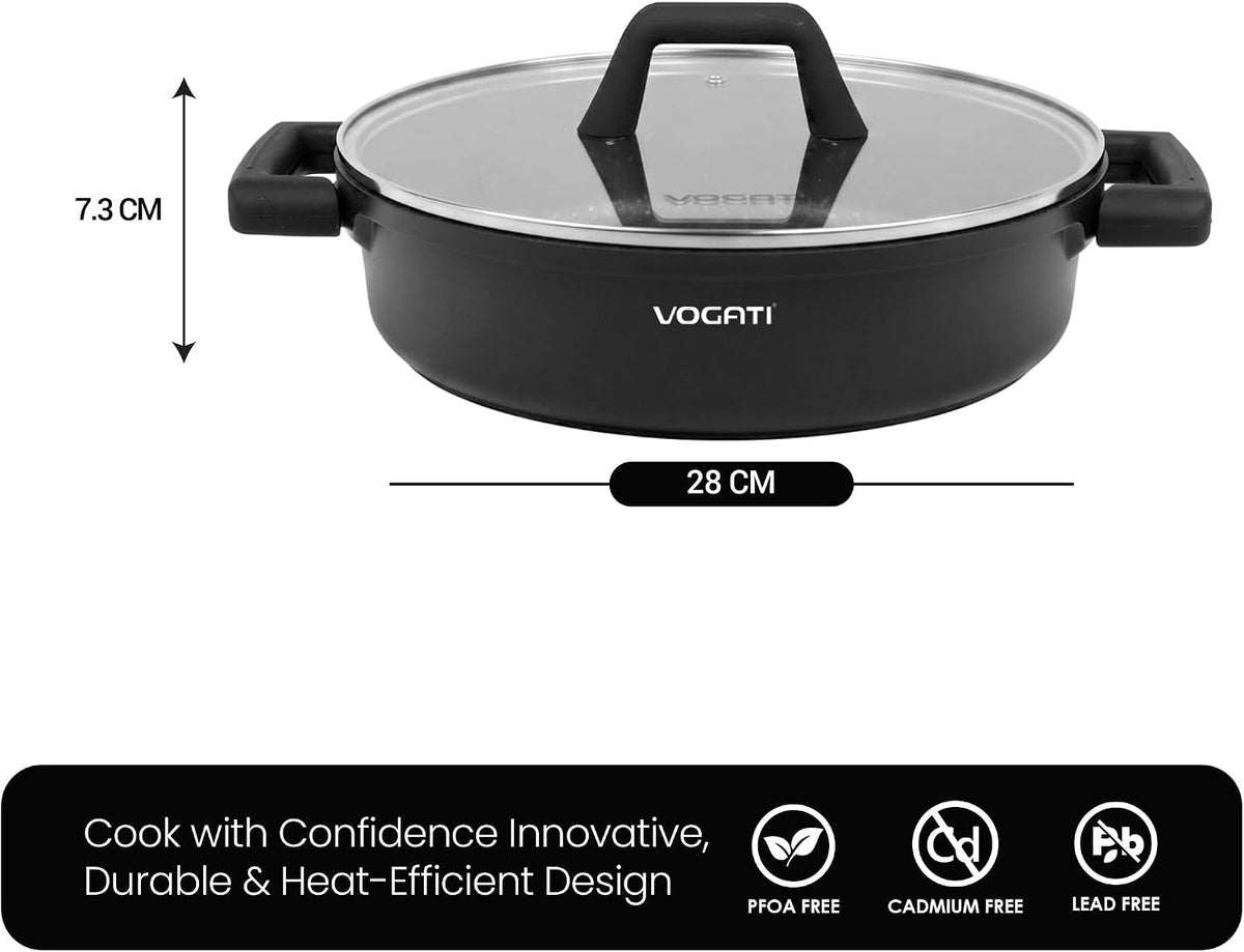 Vogati Shallow Casserole With Lid 28cm, 5.9 Ltr