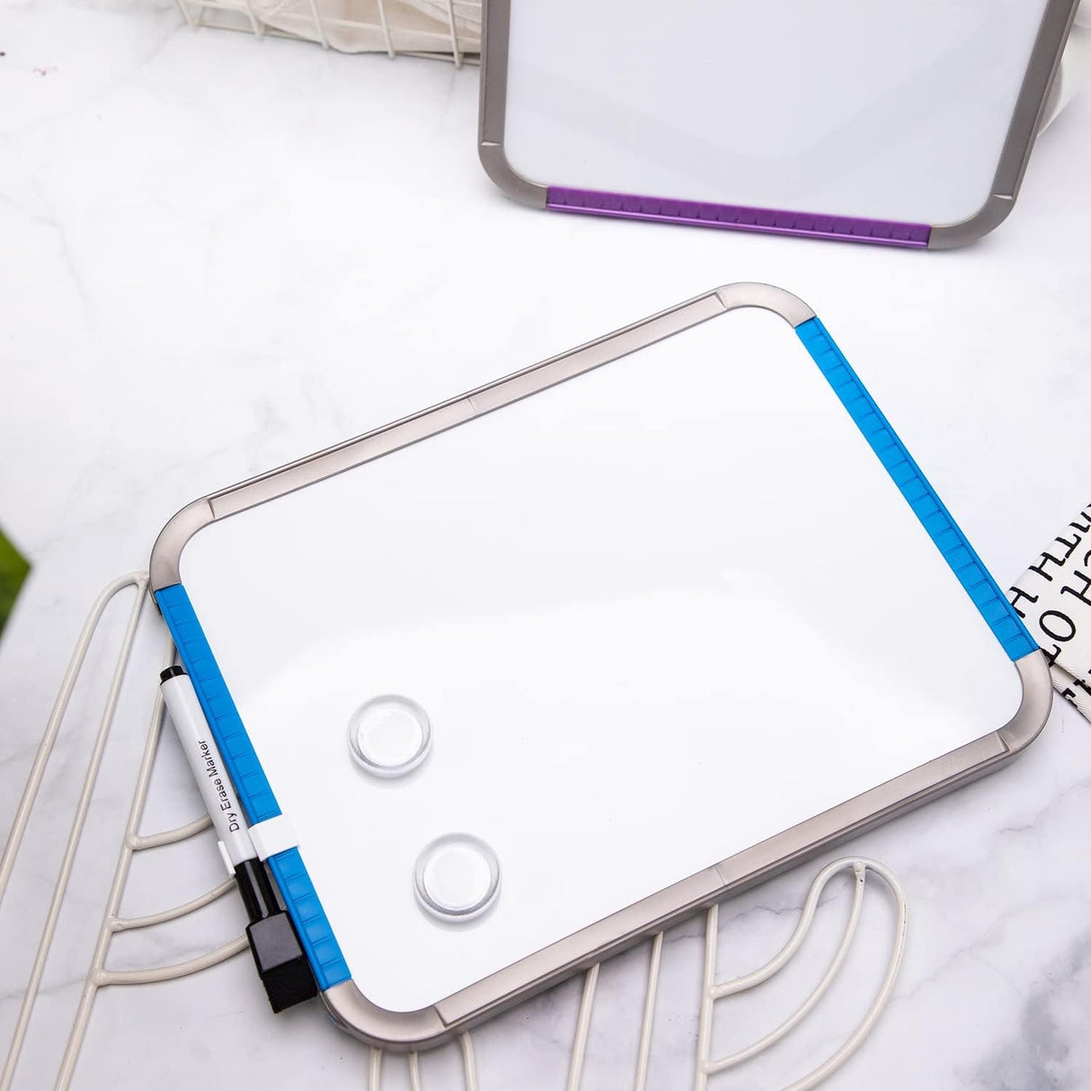 Deli Whiteboard 279 x 216 mm – Dry Erase Board with Marker & Magnets, Assorted