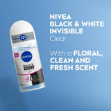Nivea Black & White Invisible Clear Roll-On Antiperspirant – 50ml