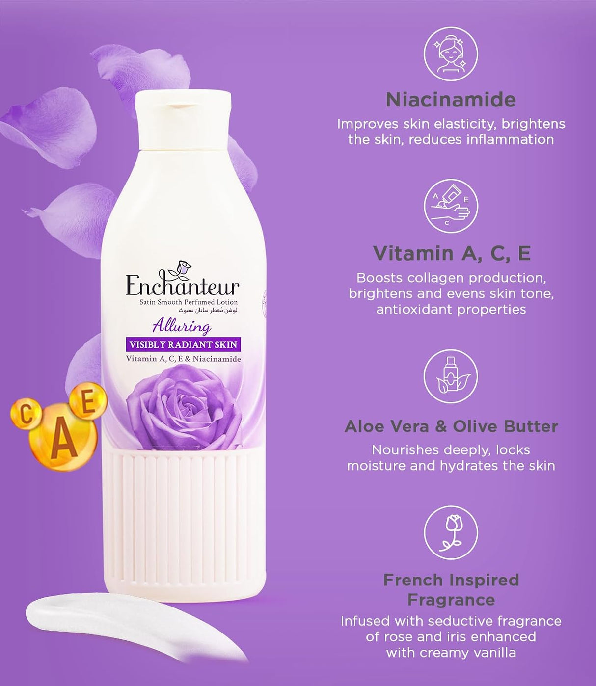Enchanteur Satin Smooth Alluring Lotion - 250ml