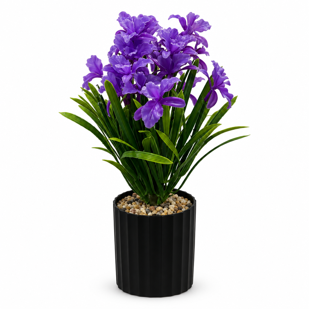 Zeem Artificial Flower Plant in Black Plastic Pot - 28cm