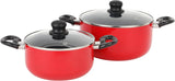 Royalford RF7923 R 8-Piece Red Non-Stick Cookware Set