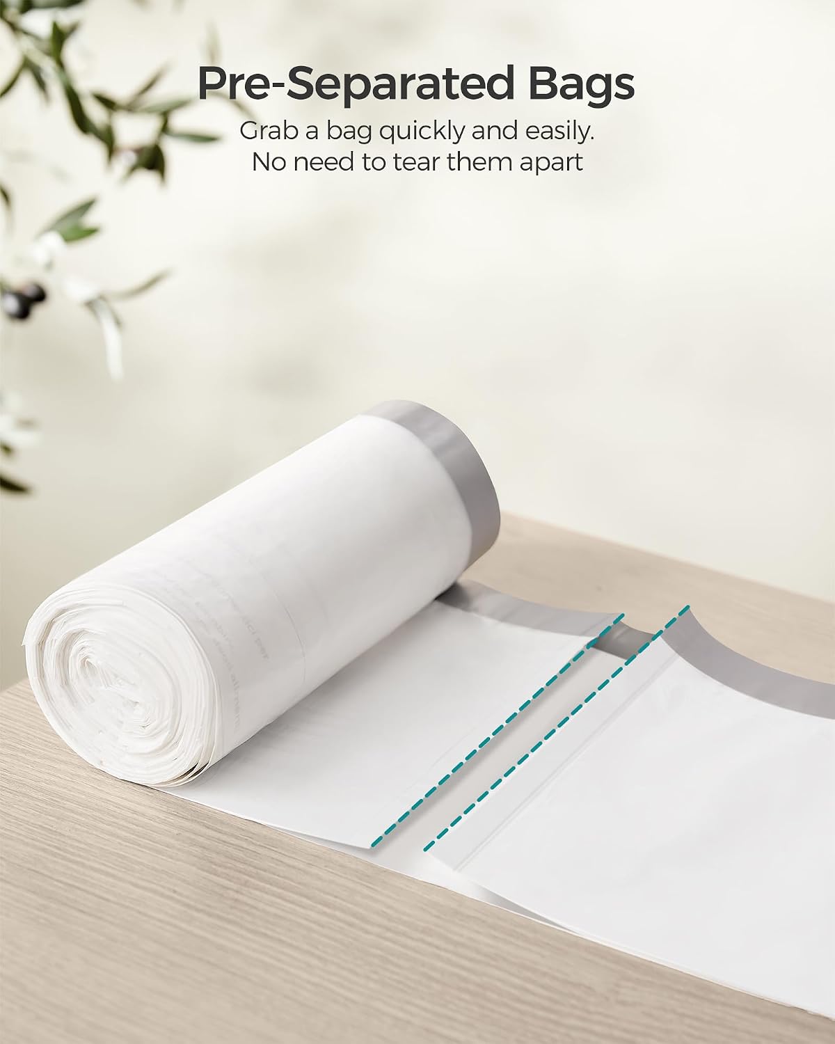 Garbage Bags Drawstring, 5 Gallon, 46x52 cm, White, 20 Bags per Roll (XX Small) – Pack of 2