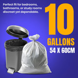Garbage Bags, 10 Gallon, 54 × 60 cm, White, 30 Bags per Roll (X Small) – Pack of 3