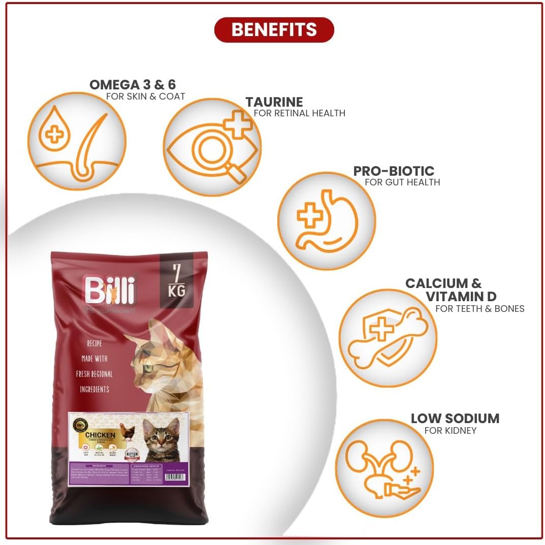 Billi Chicken Kitten Cat Food, Complete & Balanced Nutrition, 7 kg