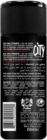 City Men Dynamic Eau de Toilette Deodorant Body Spray – 150ml