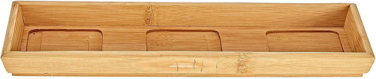 Symphony White Ceramic Square Serving Bowl Set – 3 Pieces with Bamboo Tray 150 Ml