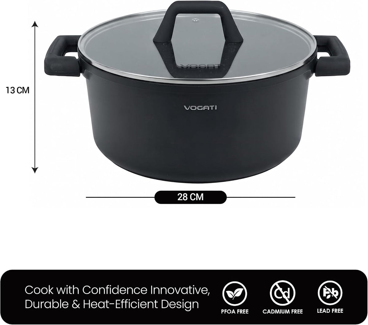 Vogati Casserole With Lid 28cm, 8 Ltr