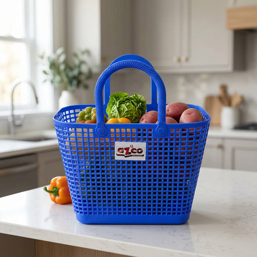 Azco Plastic Shopping Basket with Handles Blue - 33×17cm