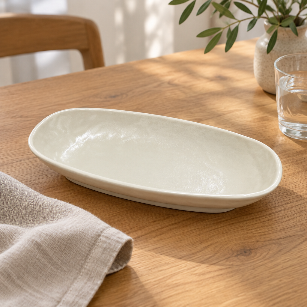 Elite Melamine Oval Plate Cream - 8 Inch