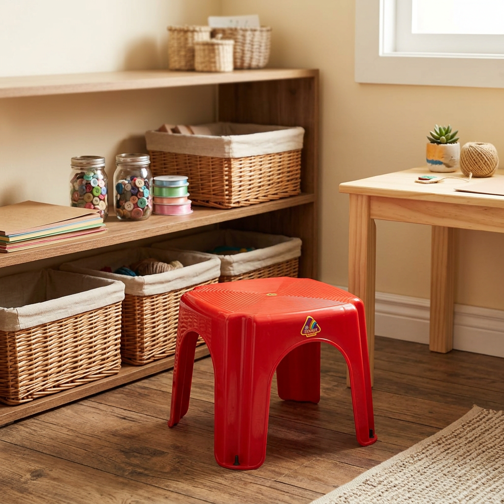 Family Plastic Stool Red - 25×30cm