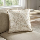 Square Rose Floral Cushion  Ivory & Beige  – 43×43cm