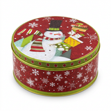 Metal Round Christmas Candy Box Red & Green - 20cm
