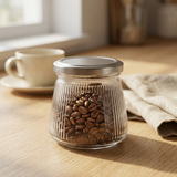 برطمان زجاجي مضلع بغطاء معدني – 250 مل