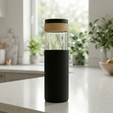Glass Water Bottle with Silicone Cover Black – 1 Litre