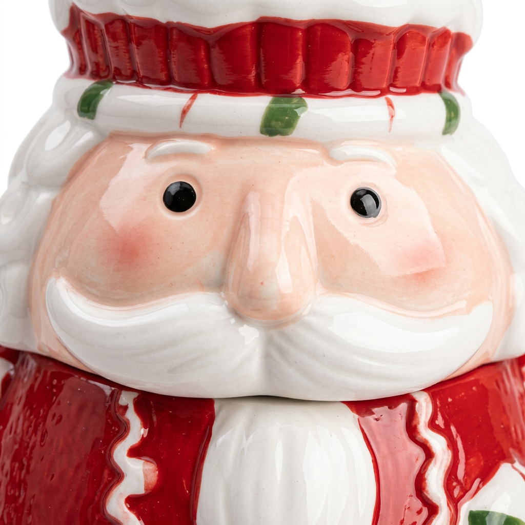 Ceramic Santa Claus Christmas Candy Jar with Lid - 2 Litre