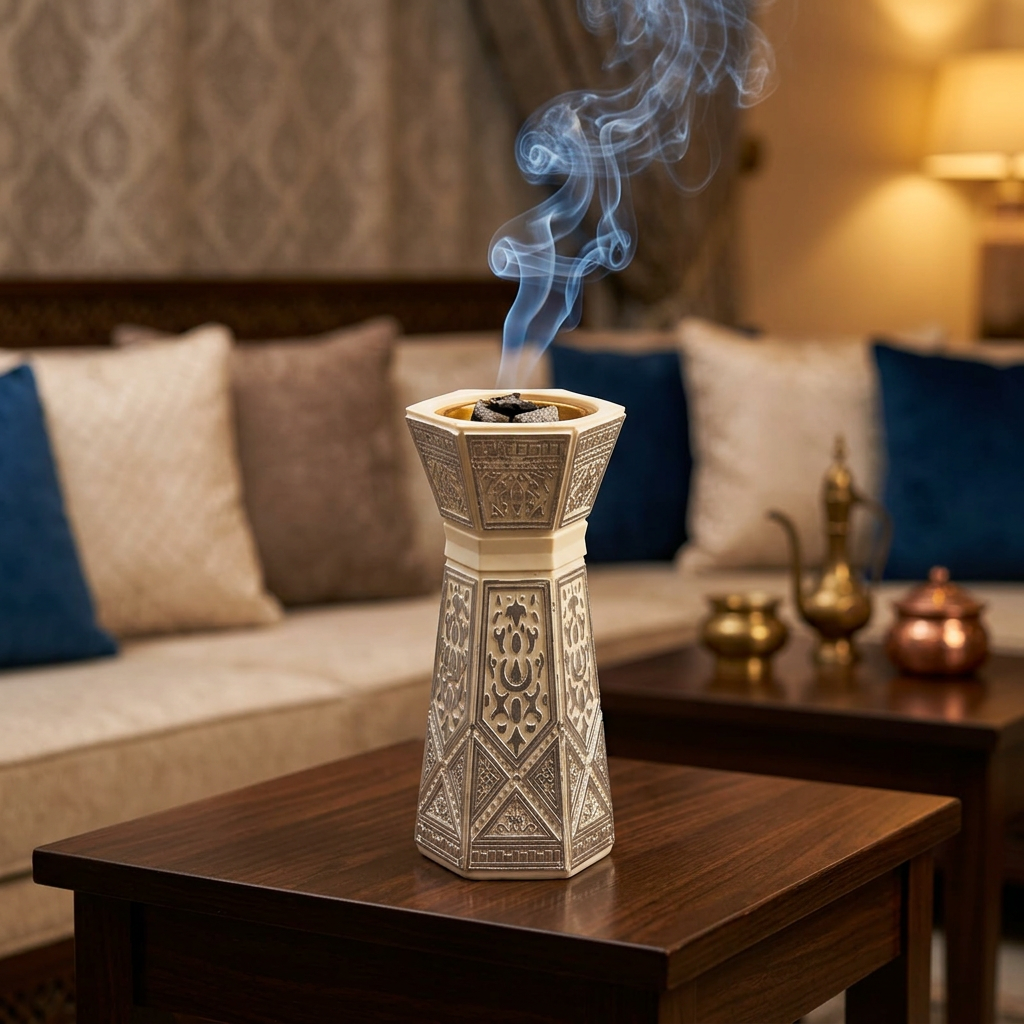 Chalk Incense Burner Ivory White & Silver - 18cm