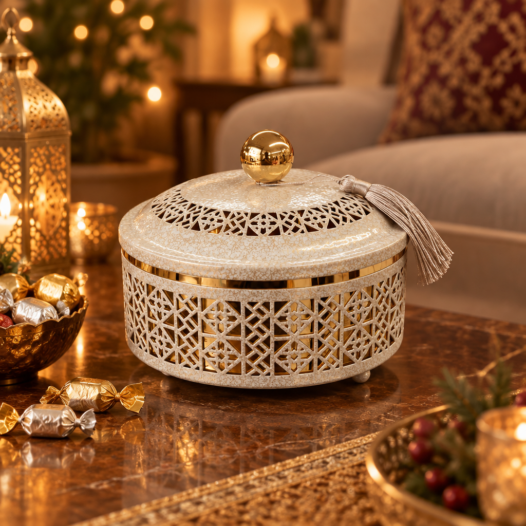 Metal Candy Bowl with Lid - 20×10cm